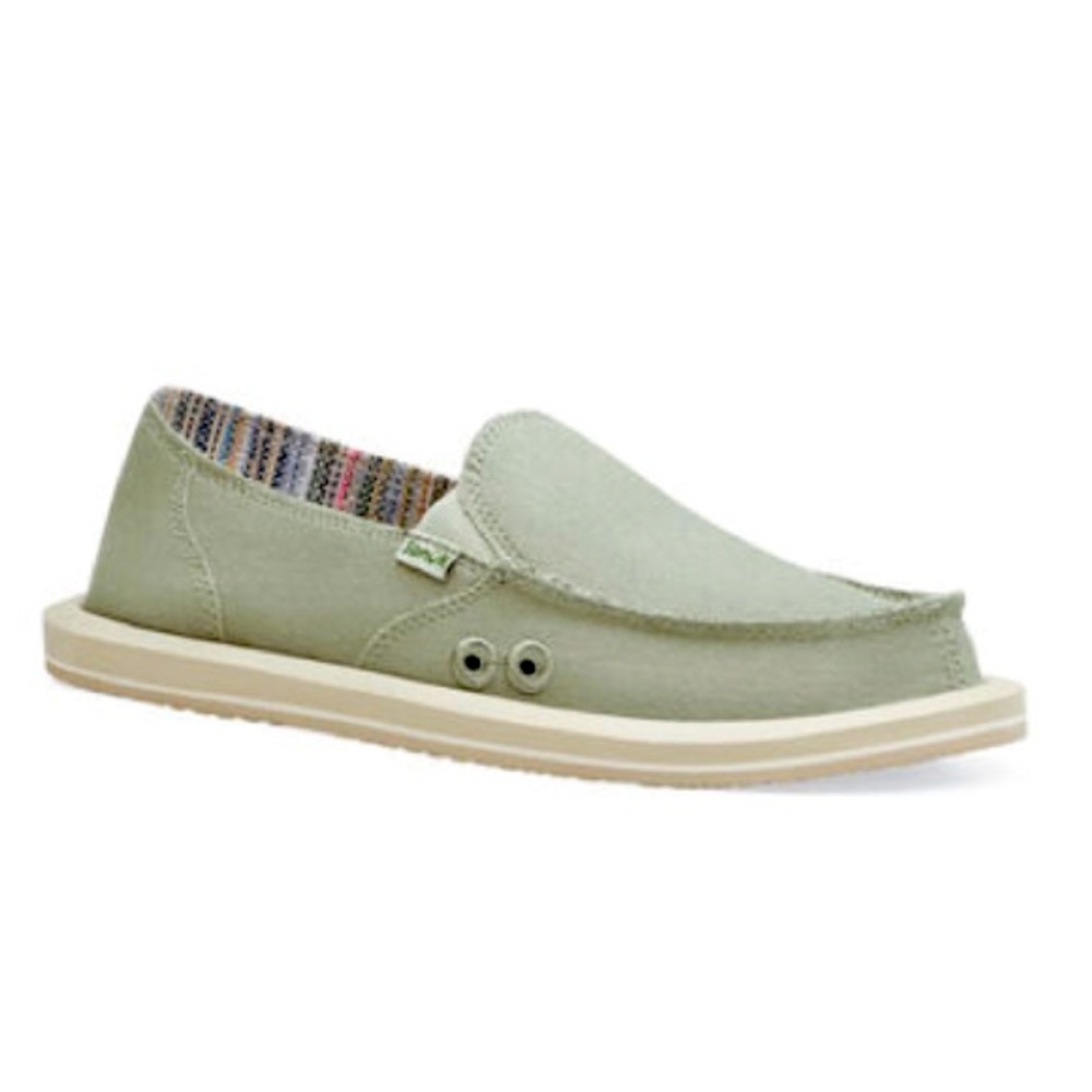 Sanuk Women's Shoes Donna Hemp Loafer Fabric Closed Toe, Olive Green, Size 8